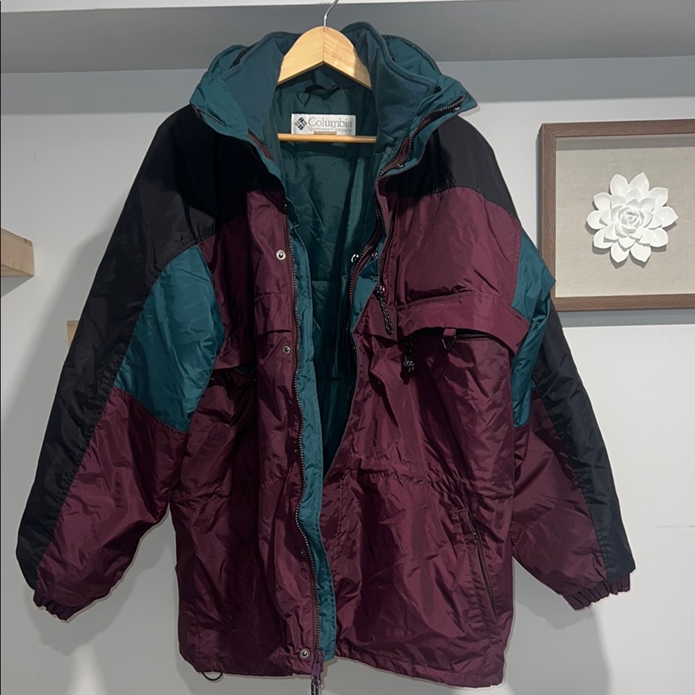 Vintage 90s gizzmo Columbia Burgundy and Teal‎ Jacket